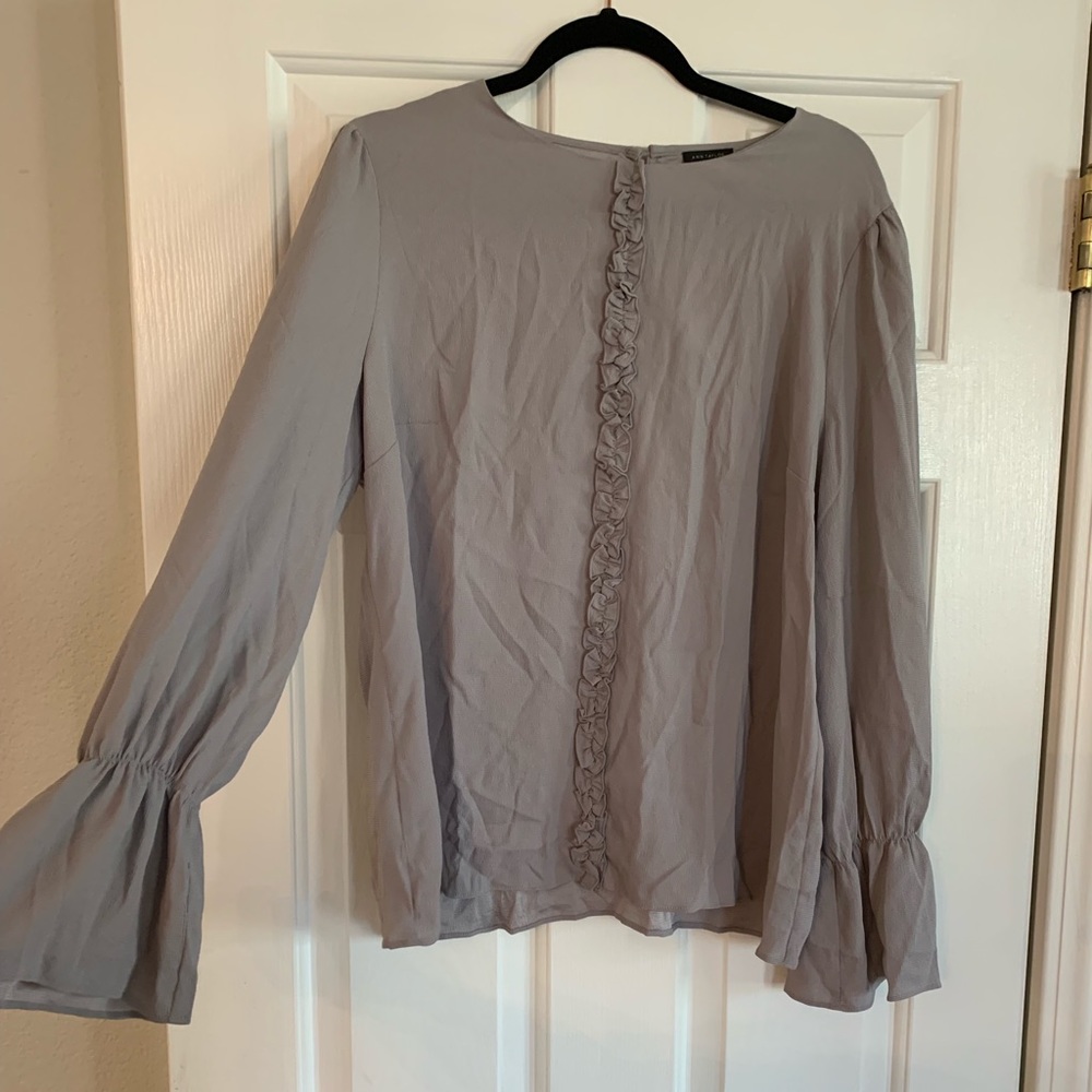 Gray ruffle detail blouse